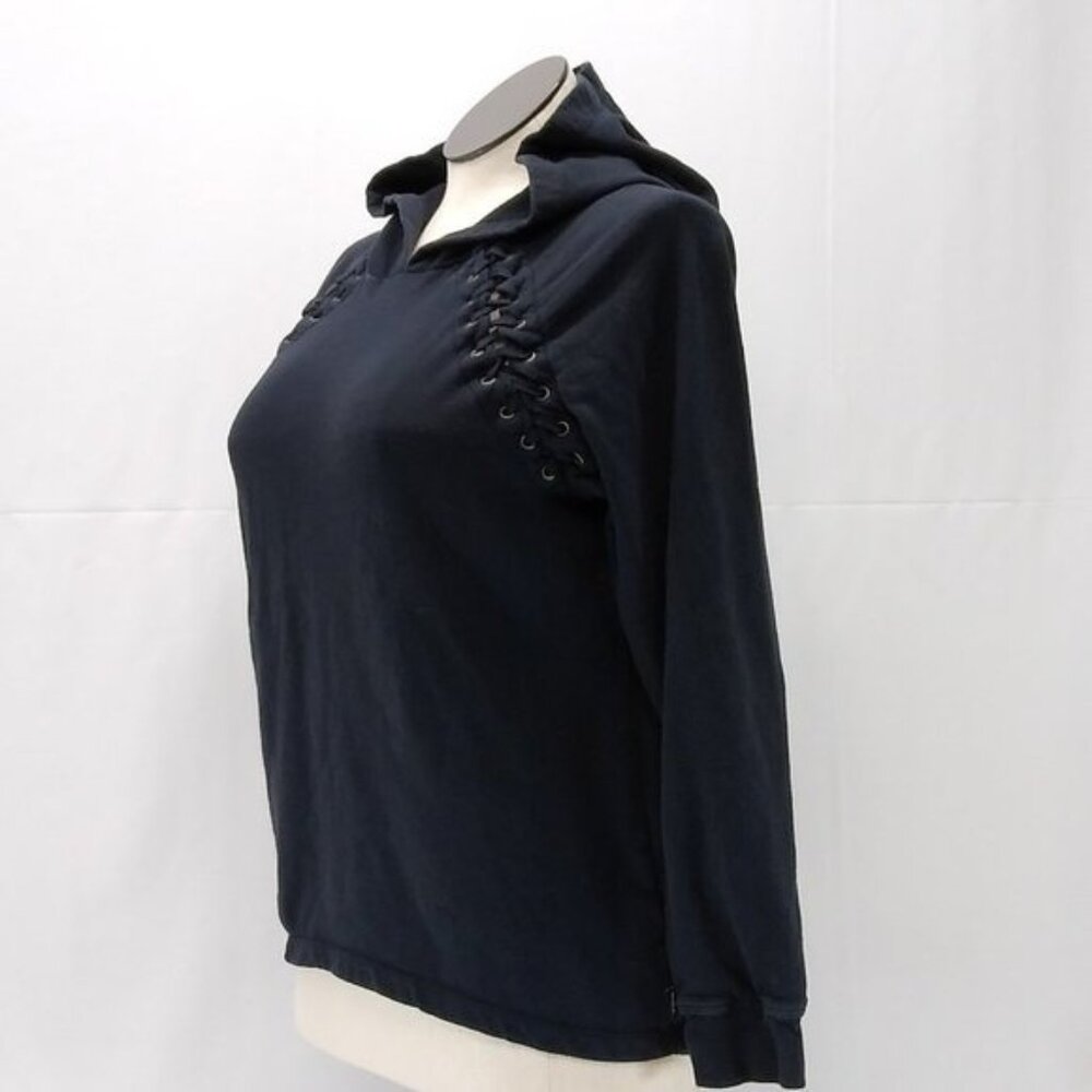RVCA Soulfire Ladies Large Braided Black Sweatshirt Hoodie Raglan Sleeves - HTF